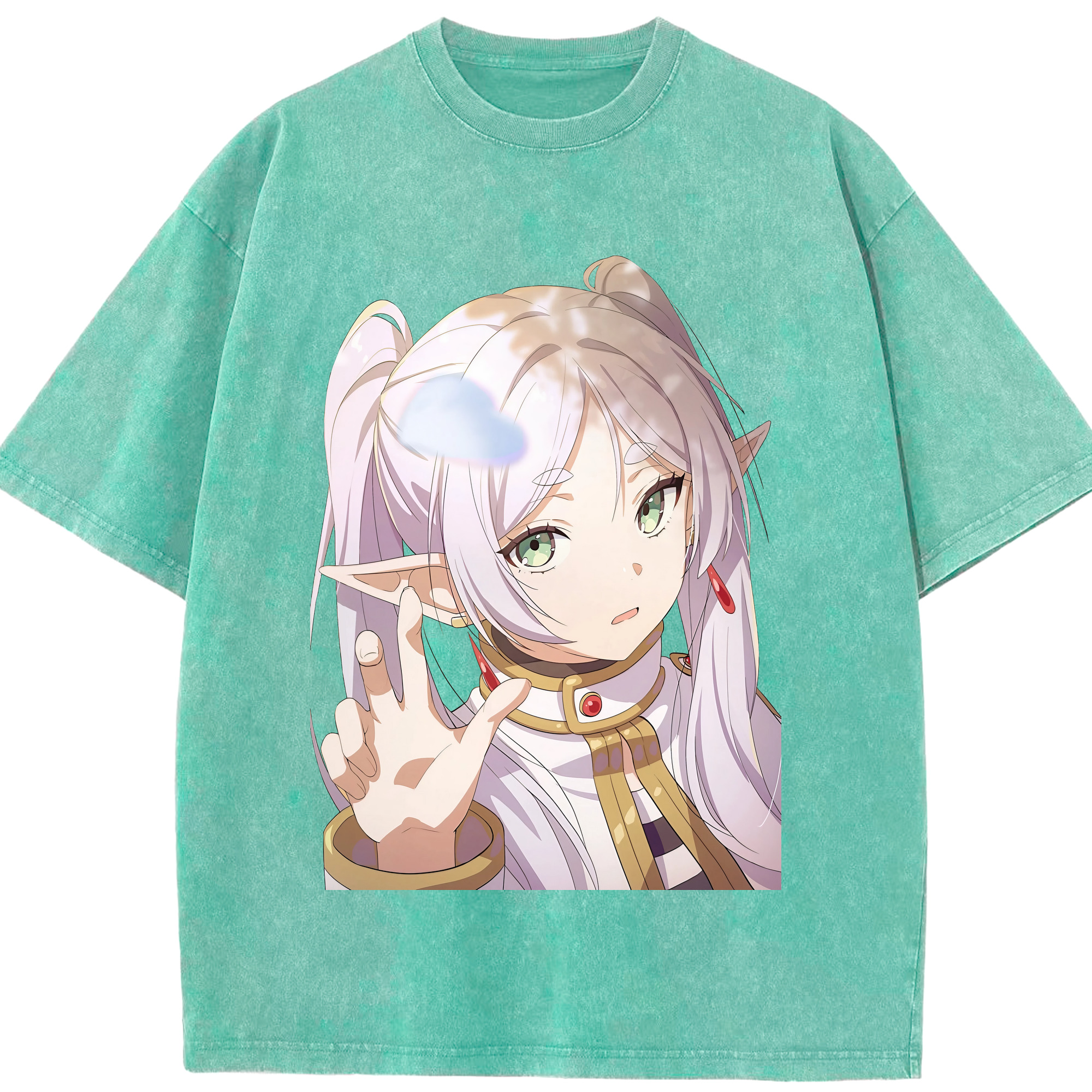 （画像用） 葬送のフリーレン Frieren 綿100% ヴィンテージ風 半袖Tシャツ（フロントプリント）